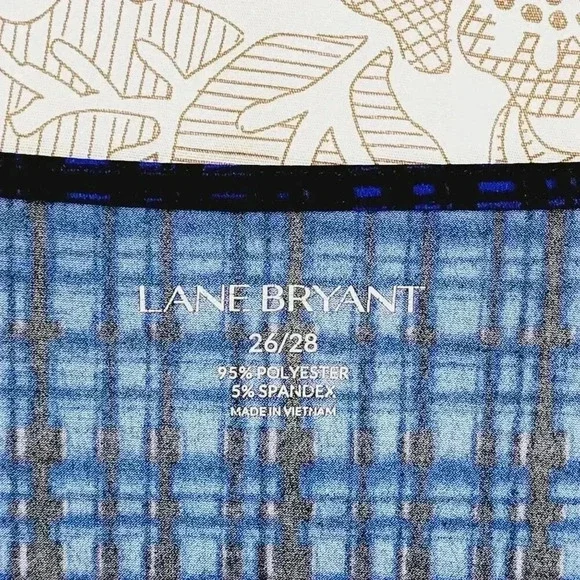 Lane Bryant Womens Plus Size Blue Plaid Sleeveless Top 26/28 Polyester Spandex - Picture 3 of 5